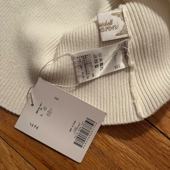 Michell Macaron White Ribbed Long Sleeve Knit Mini Dress - Picture 4 of 7